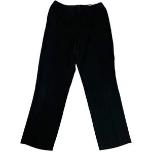 John Rocha Dress Pants Straight Leg Womens UK 8 Solid Black Slacks Made in Italy